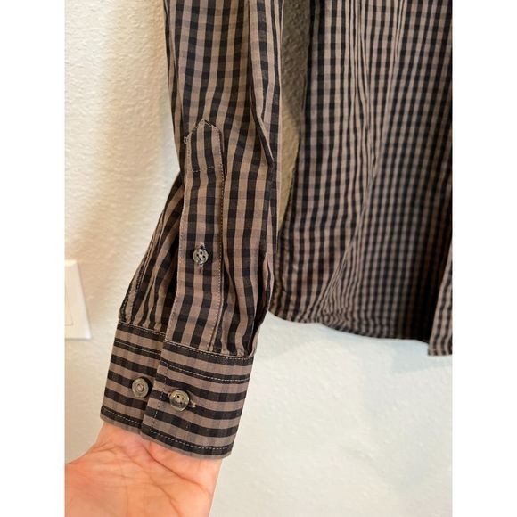 JF JFarrar blue/black checked button down Slim Fit Shirt Size Large a992 - Picture 4 of 5